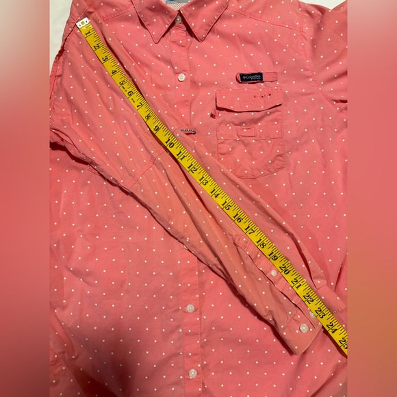 Columbia PFG, Super Bonehead, pink & white polka dot fishing shirt, M - Picture 14 of 15